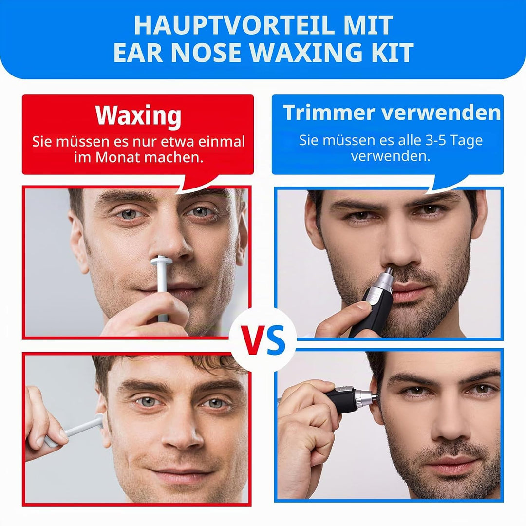 Wokaar Nasenwachsset für Männer, 120 g, hypoallergenes Wachs, 30 Applikatoren, Nasen- und Ohrenhaarw