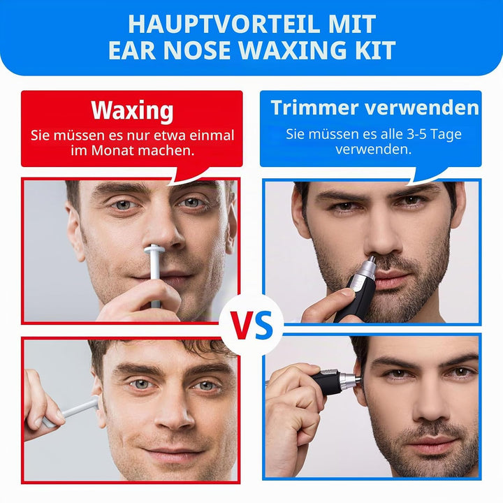 Wokaar Nasenwachsset für Männer, 120 g, hypoallergenes Wachs, 30 Applikatoren, Nasen- und Ohrenhaarw