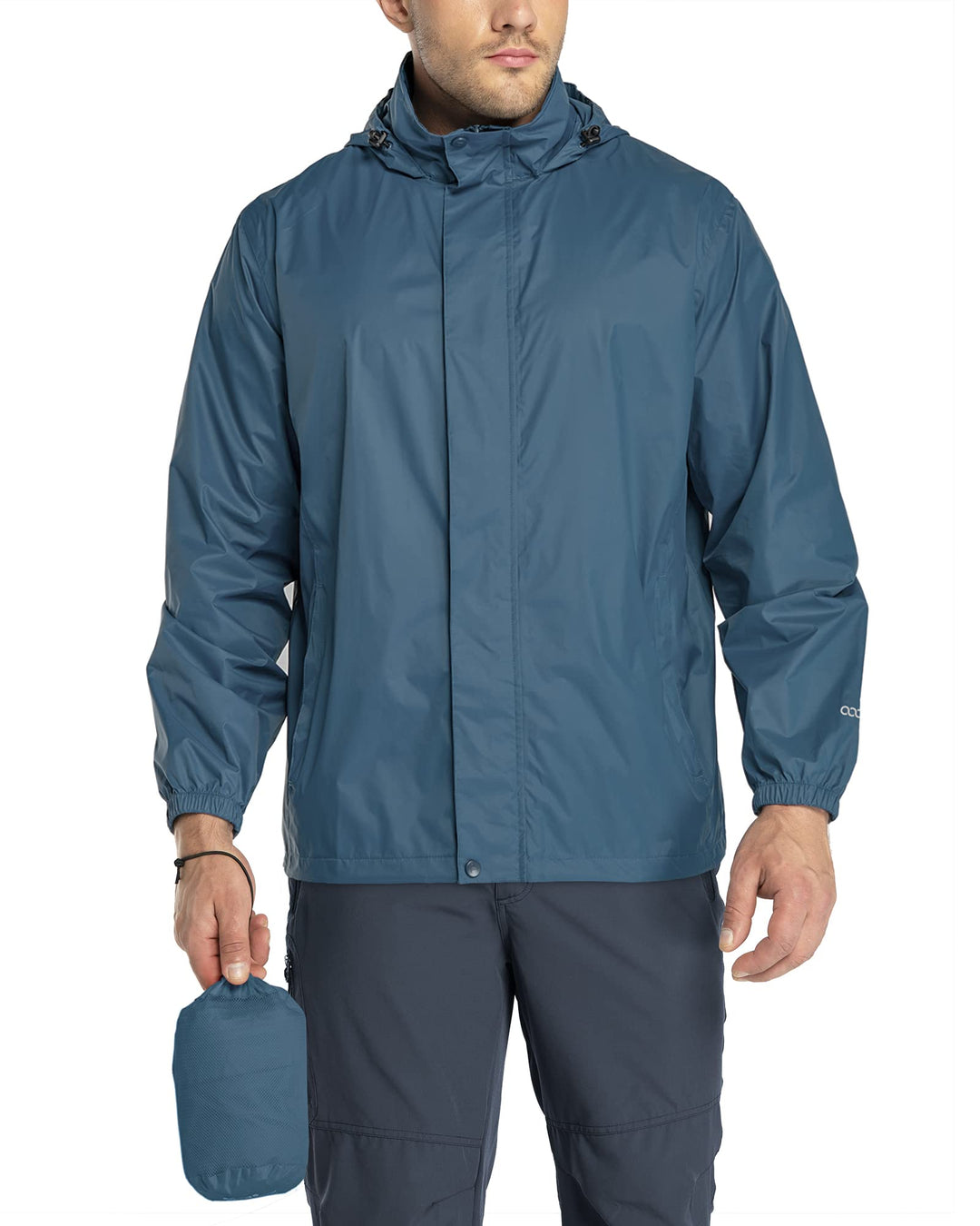 33,000ft Regenjacke Herren Leicht Wasserdicht Faltbare Regenmantel mit Kapuze Fahrrad Rain Windbreak
