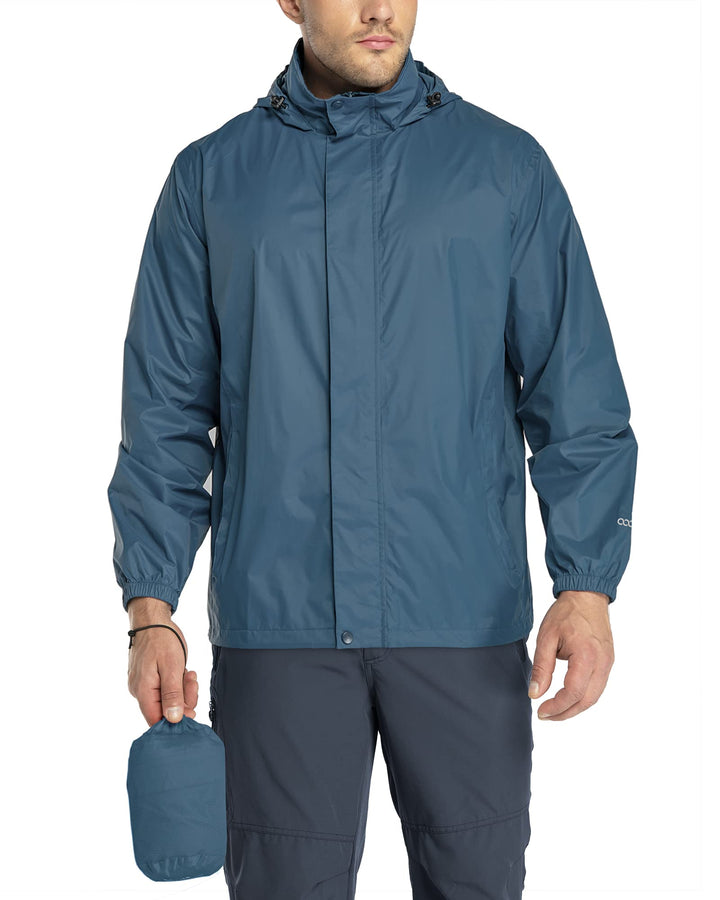 33,000ft Regenjacke Herren Leicht Wasserdicht Faltbare Regenmantel mit Kapuze Fahrrad Rain Windbreak