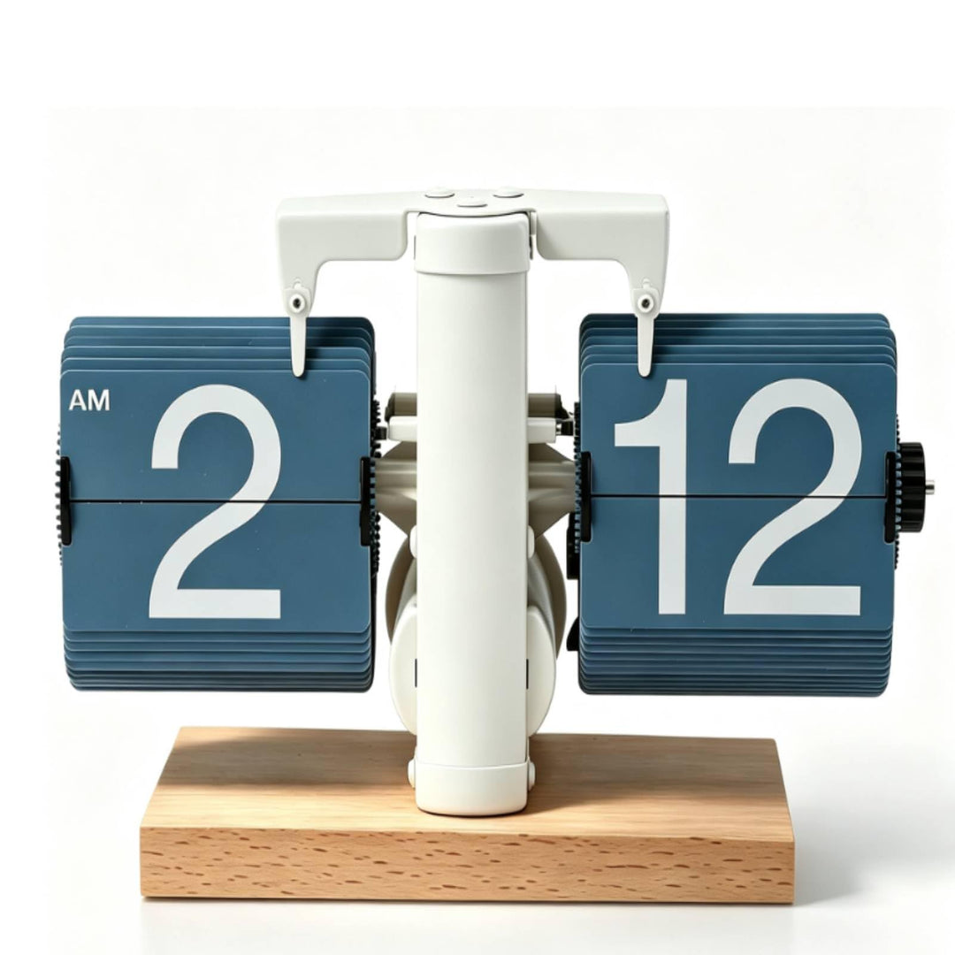 HERCHR Vintage Auto-Flip-Uhr, Retro-Flip-Uhr Schwarz, Retro-Digital-Flip-Down-Uhr, Tischuhr, Walnuss