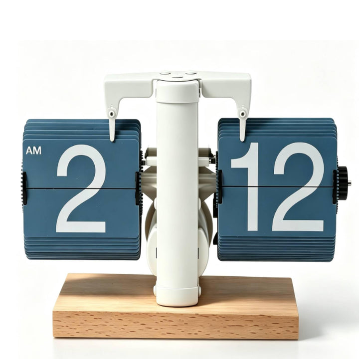 HERCHR Vintage Auto-Flip-Uhr, Retro-Flip-Uhr Schwarz, Retro-Digital-Flip-Down-Uhr, Tischuhr, Walnuss