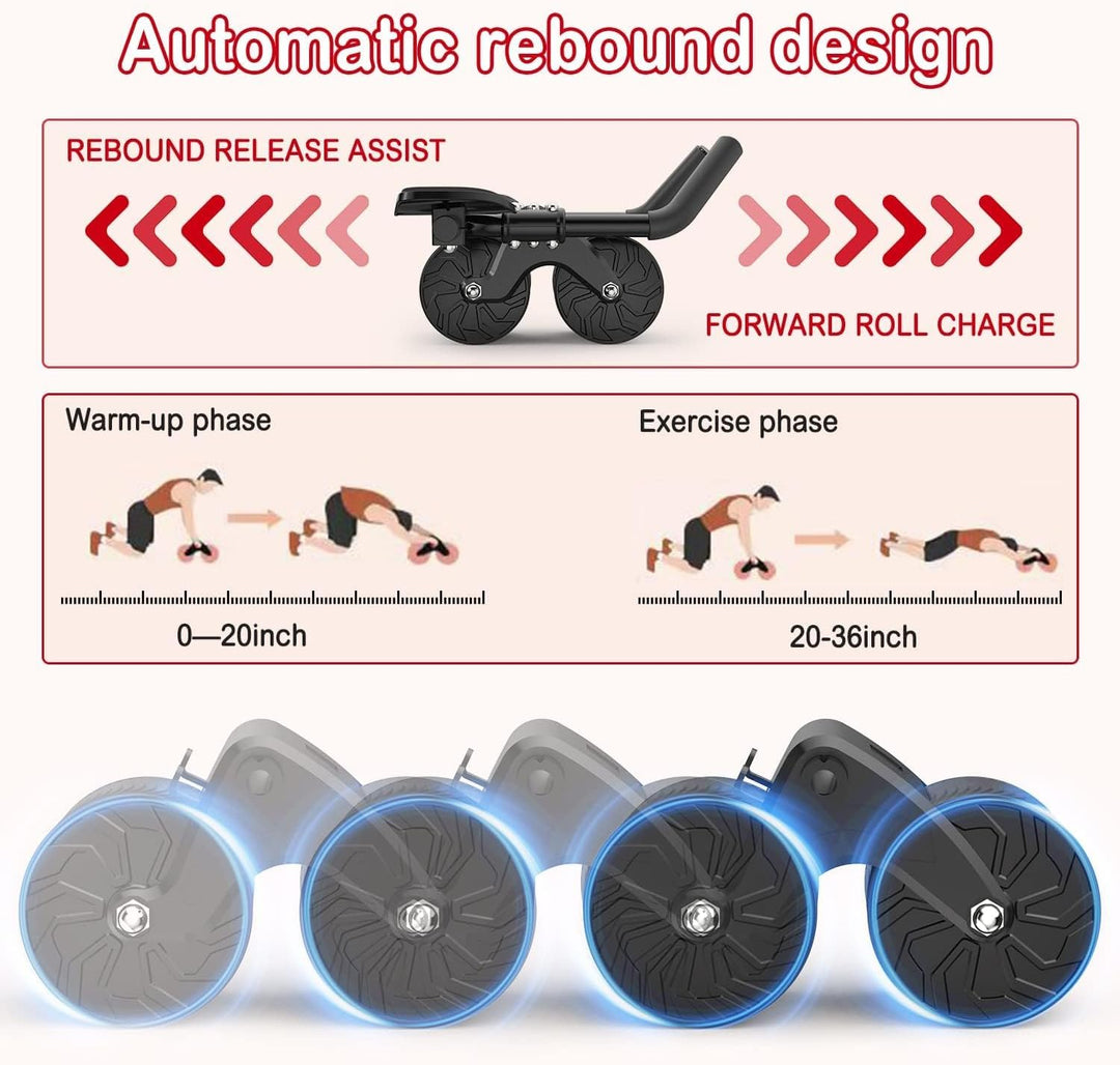 Cretee Ab Roller Rad für Bauch- und Rumpfkrafttraining, Ab Wheel Roller mit Knieschoner für Bauchmus