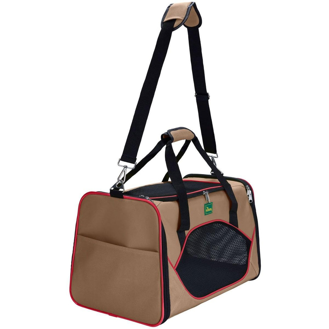 HUNTER KANSAS Tragetasche für Hunde und Katzen, zusammenfaltbar, 50 x 30 x 30 cm, beige/rot beige/ r