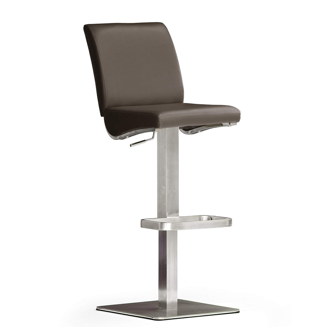Robas Lund Barhocker Braun mit Lehne Barstuhl drehbar 180 Grad, Hocker höhenverstellbar, PU DI.AZ Ec
