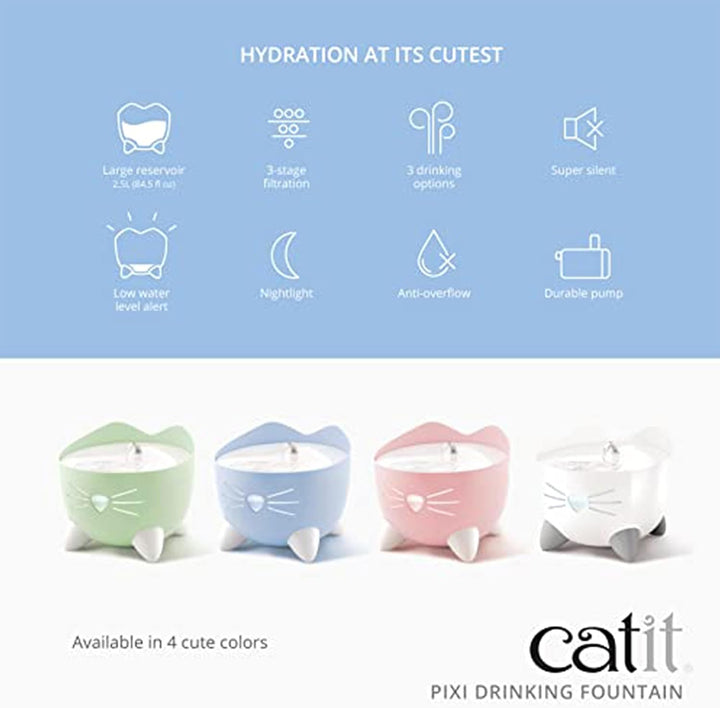 Catit Pixi Trinkbrunnen für Katzen, 2,5L, weiss, 1 Stück (1er Pack) weiss 1 Stück (1er Pack), weiss