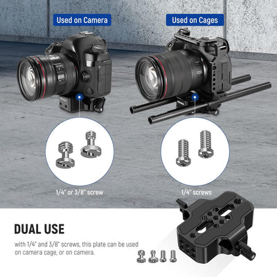NEEWER Kamera Grundplatte mit Doppelschienen Klemme,15mm LWS Grundplatte für Kamerakäfig Stativ Schu