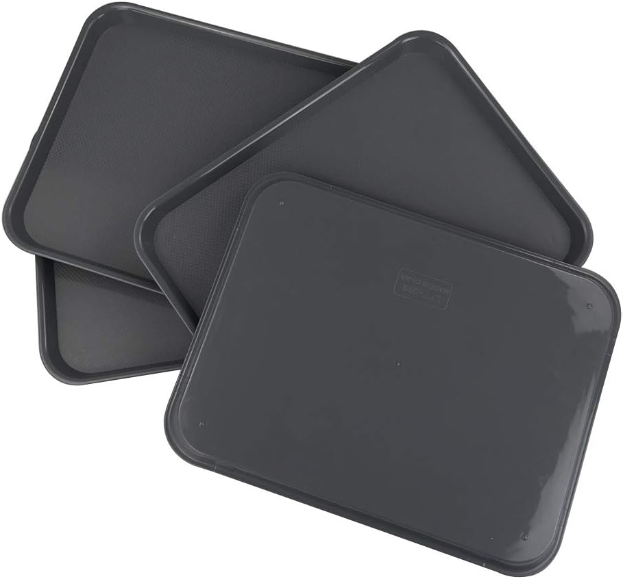 Xowine 4 Stück Serviertablet Schwarz Kerzentablett, Frühstückstabletts aus Kunststoff, Cafeteria-tab