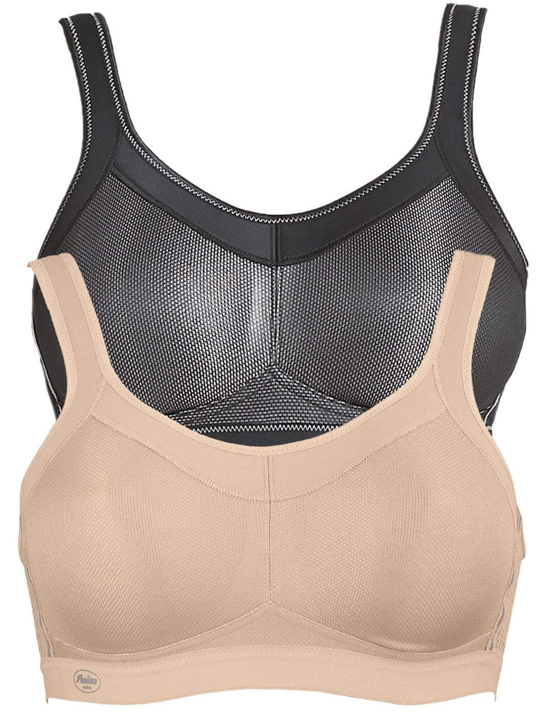 Anita 2er Sparpack Sport BH Momentum 5529 Gr. 65-105 A-H 65B Desert/Schwarz, 65B Desert/Schwarz