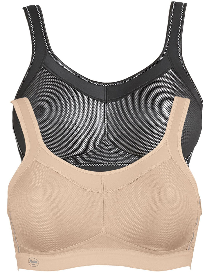 Anita 2er Sparpack Sport BH Momentum 5529 Gr. 65-105 A-H 65B Desert/Schwarz, 65B Desert/Schwarz