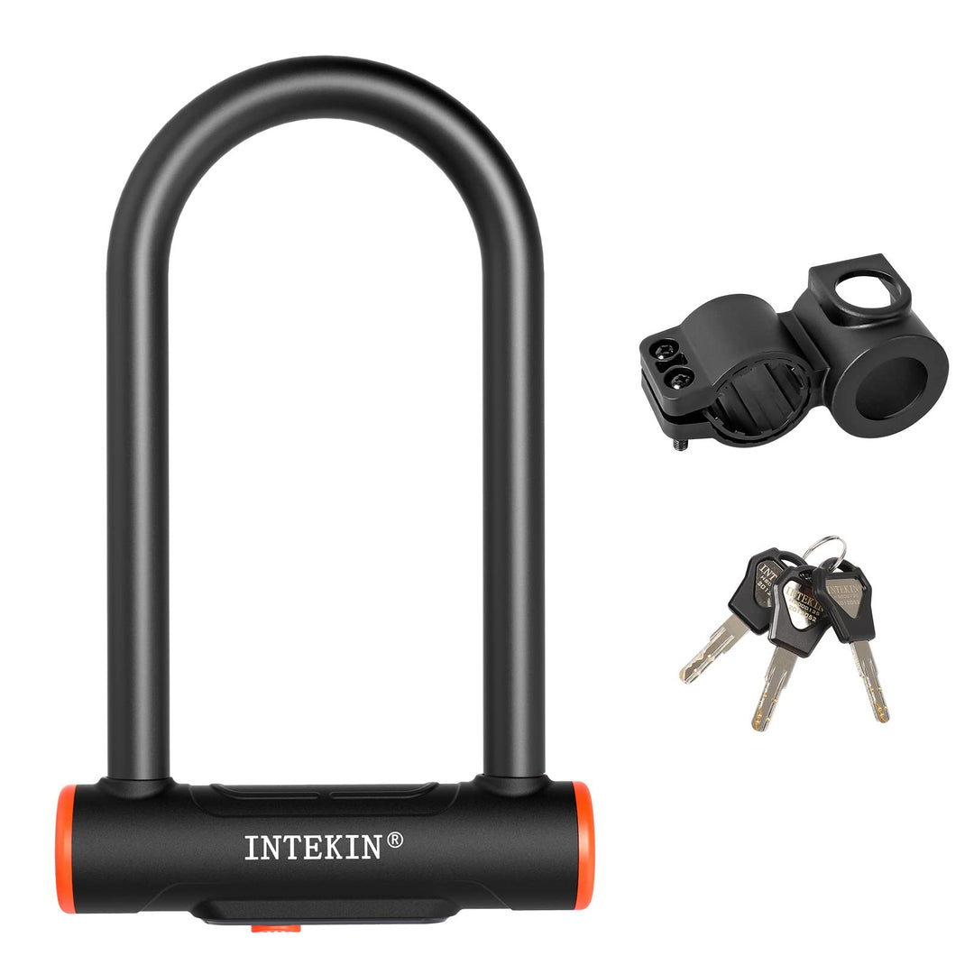 INTEKIN Fahrradschloss mit 16mm starkem Bügel, Fahrrad Bügelschloss mit Halterung, schweres Fahrrad
