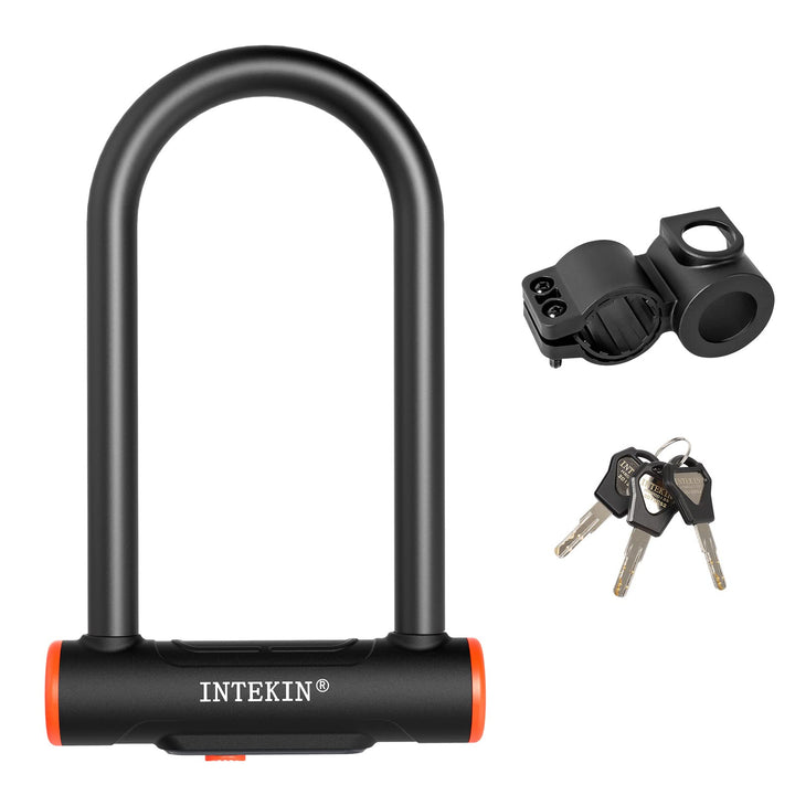 INTEKIN Fahrradschloss mit 16mm starkem Bügel, Fahrrad Bügelschloss mit Halterung, schweres Fahrrad