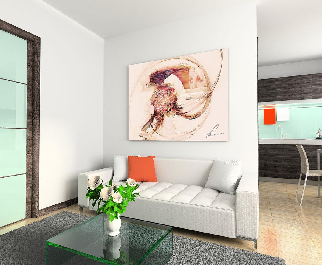 Paul Sinus Art Das Spiegelbild - 60x80cm Abstrakt279 Abstraktes Bild braun beige Kunstdruck auf Lein