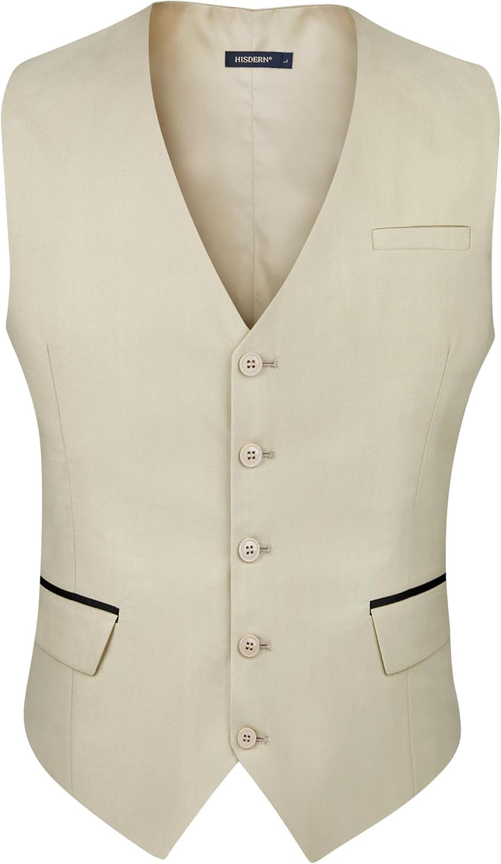 HISDERN Anzugweste für Herren Elegant Hochzeit Weste Klassische Einfarbig Casual Businessweste Forme