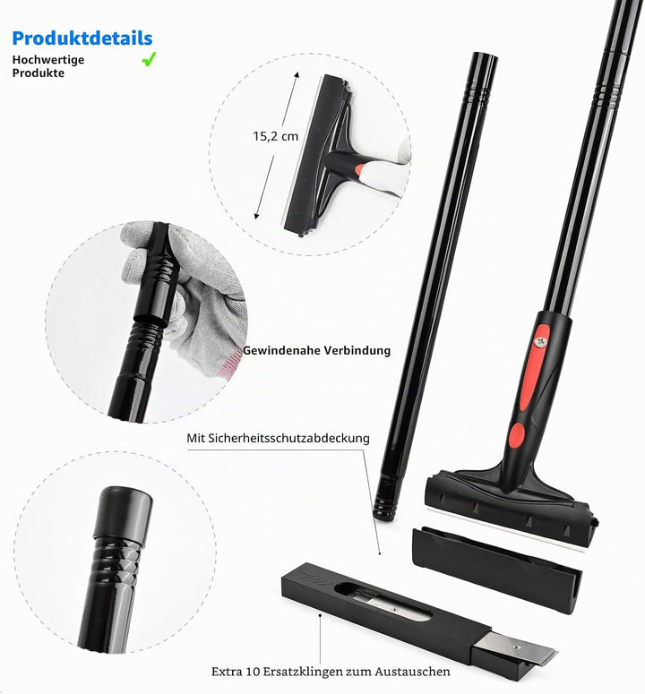 EHDIS Tapetenentferner mit Teleskopstiel (16-58INCH), Fensterschaber mit 10 Ersatzklingen, zum Entfe