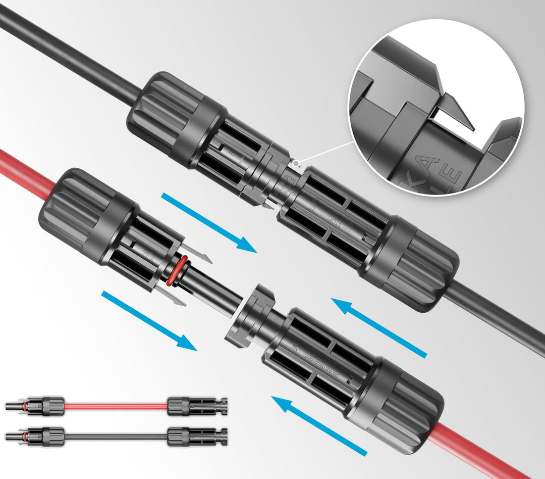 Solarsys® - 10 Meter Solarkabel 6mm² mit PV Solarstecker IP68 10AWG TÜV-Zertifika DC 1500V Solarkabe