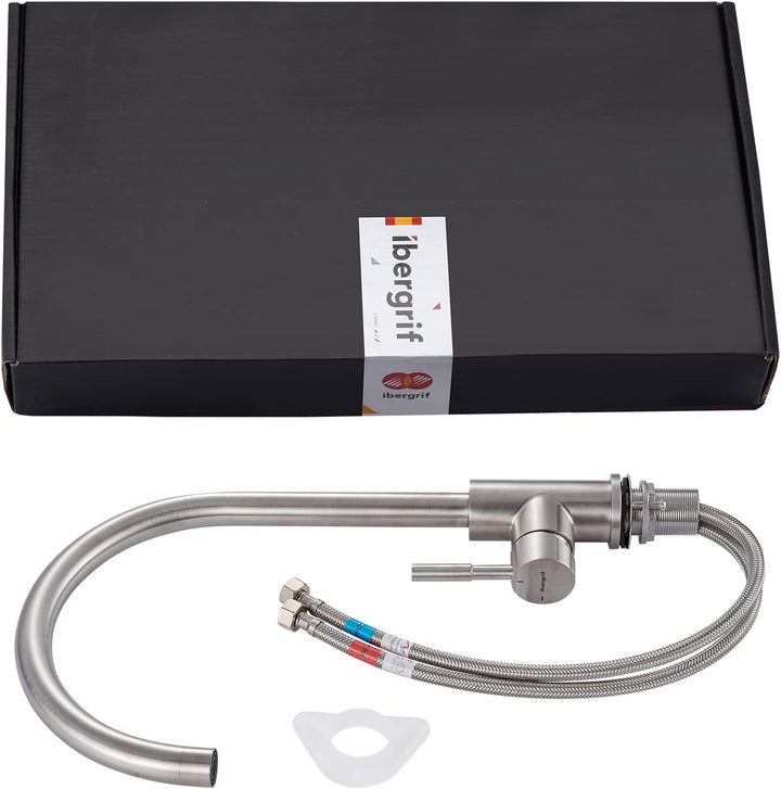 Ibergrif M22110, Edelstahl Küchenarmatur, Einhebel Wasserhahn für Küche mit hoher Auslauf 271 mm, Ma