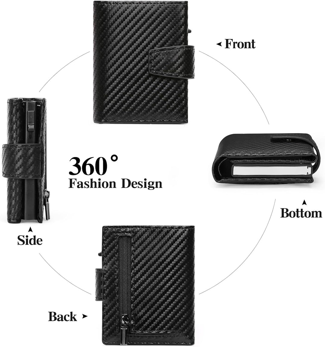 SENDEFN Kartenetui mit Münzfach | Geldbörse Herren RFID Schutz | Geldbeutel aus echtem Leder | Mini