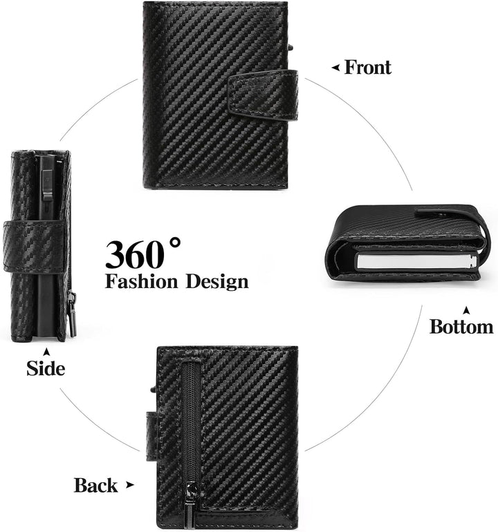 SENDEFN Kartenetui mit Münzfach | Geldbörse Herren RFID Schutz | Geldbeutel aus echtem Leder | Mini