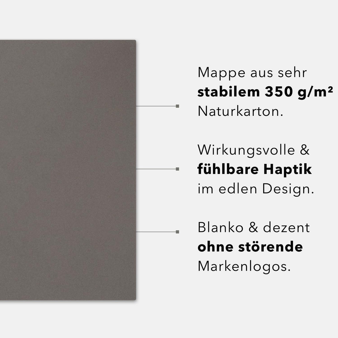 Präsentationsmappe A4 in Steingrau 20 Stück (wählbar) - erhältlich in 7 Farben - direkt vom Herstell