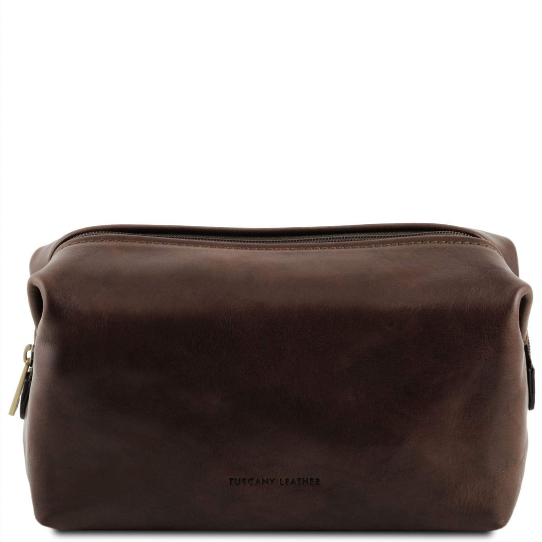 Tuscany Leather Smarty Reise- Kulturtasche aus Leder - Gross Dunkelbraun, Dunkelbraun