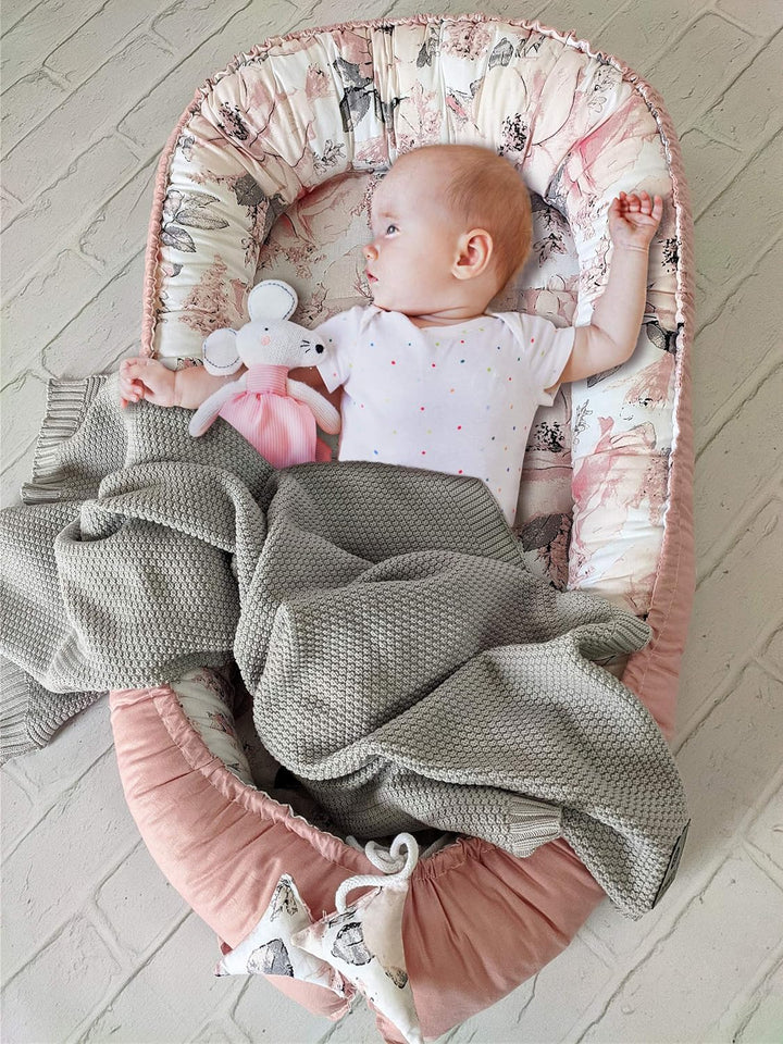 PIMKO Babynest Babynestchen für Baby Kuschelnest 2-seitig Babykokon für Säuglinge und Neugeborene Ba