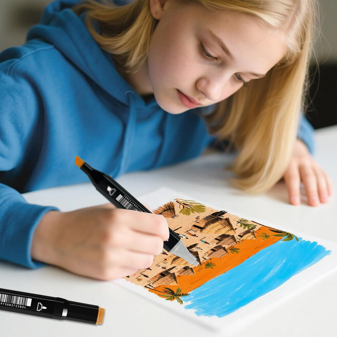 Camiki Art 80 Farben Marker-Set mit zwei Spitzen, Grafikstifte, Permanent-Kunstmarker-Set mit Traget