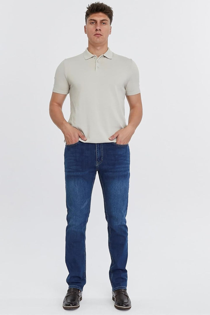 Herren Jeans Regular Fit, Stretch Jeanshose, Herren High Waist, Straight Cut, Basic Washed, Männer H