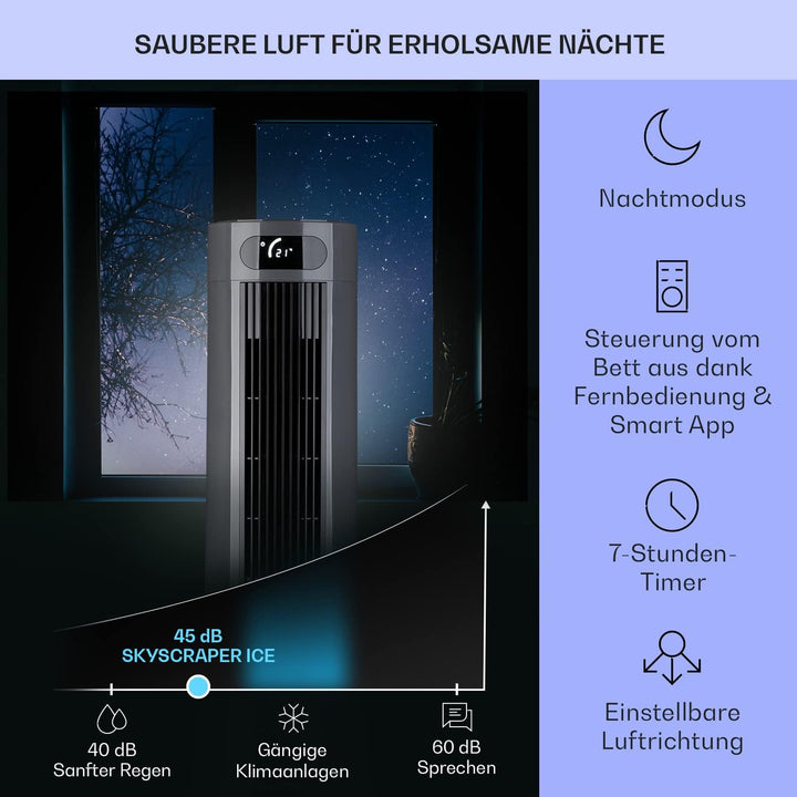 Klarstein Luftkühler, 5-in-1 Raumkühler, Luftbefeuchter, Luftreiniger, Ventilator & Nachtmodus, Klim