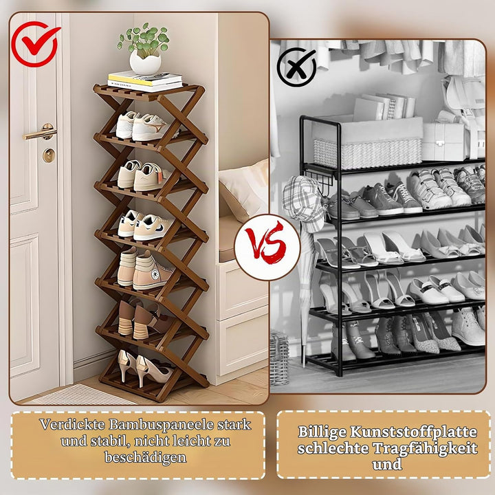 Vertikales Schuhregal Klein, Schuhschrank Hoch für Schlafzimmer, Wohnzimmer | Mehrschichtiges Schuhs