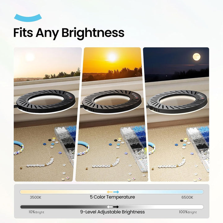ARTDOT 10X Lupe mit Licht und Ständer, Lupenleuchte mit 144 LEDs, 5 Einstellbare Farben und 10 Helli