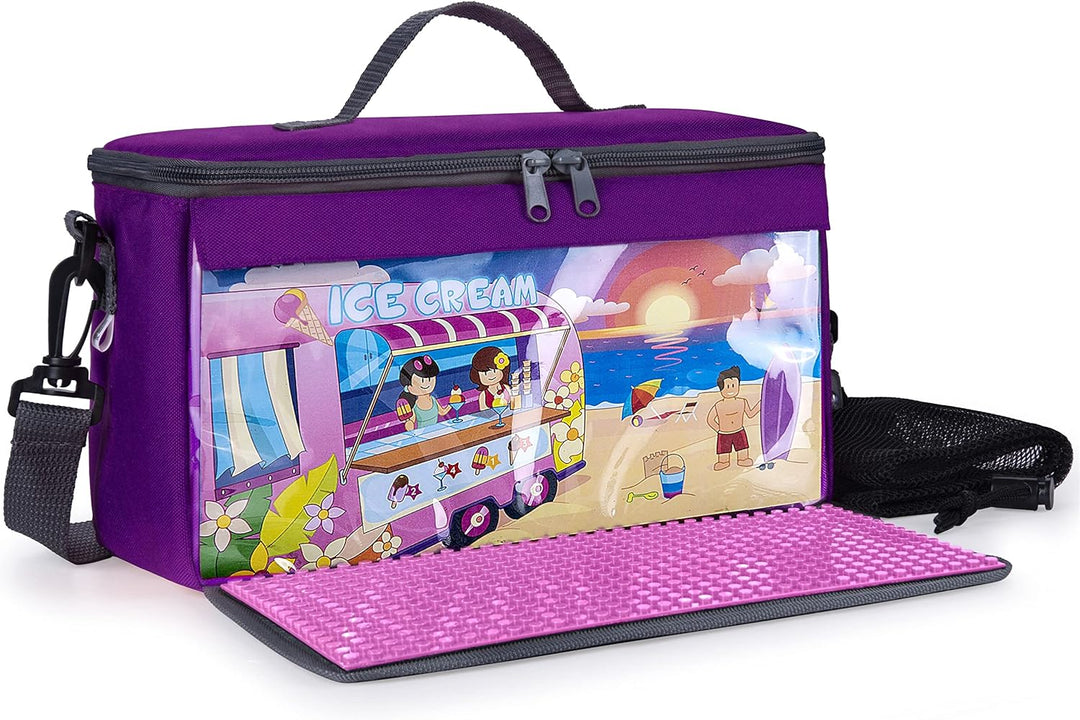 fantifant Baustein Tasche für Lego mit ausklappbarer Bauplatte kompatibel mit Lego Tasche MIT AUSTAU
