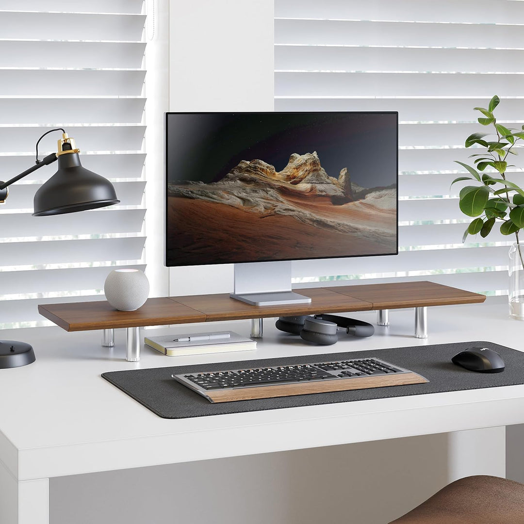 Fenge Grosser Monitorständer 100cm Dual Monitor Stands Riser mit Höhenverstellbarem Bein,Multifunkti