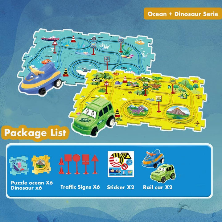 Auto Spielzeug Autorennbahn Spielzeugauto DIY-Puzzlebahn für Kinderspielzeug DIY-Route Cars Spielzeu