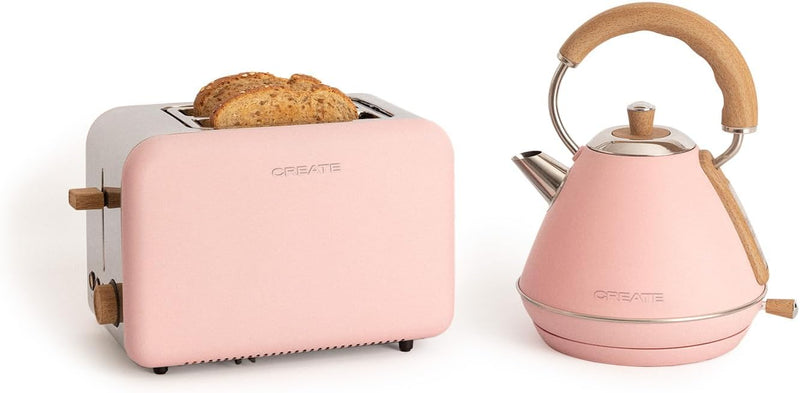 CREATE/PACK TOAST RETRO + KETTLE RETRO M/Rosa Toaster und Wasserkocher/Wasserkocher 1 L 1L - Retro R