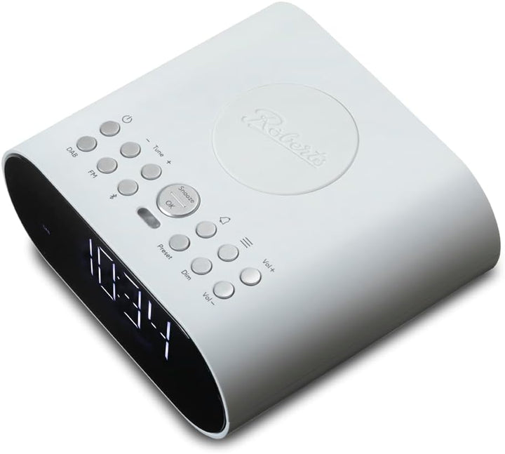 Roberts Ortus Charge Radiowecker Dab+/FM/Bluetooth mit Qi-Ladegerät, Weiss