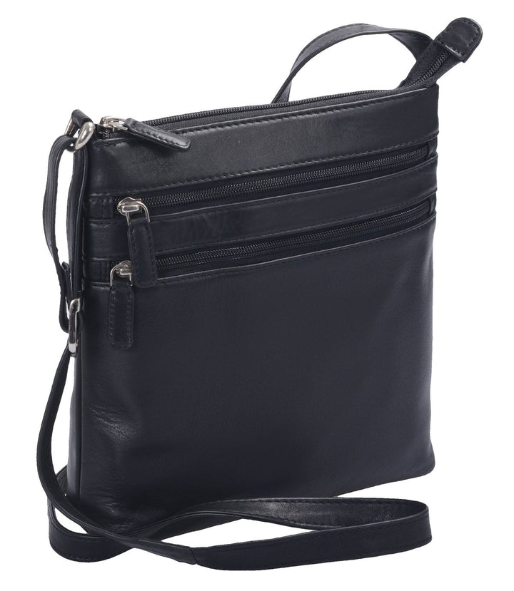 LOUANA Tasche Echt-Leder, 25x22x5,5cm Schwarz, Schwarz