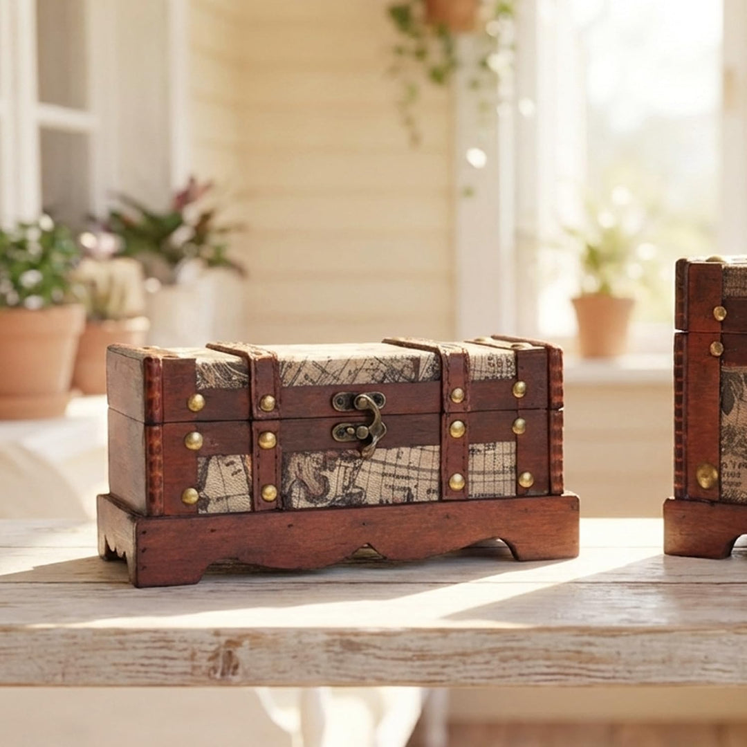 HMF Schatztruhe aus Holz, kleine Schatzkiste für Kindergeburtstag | 2er Set | Versch. Grössen | Amer