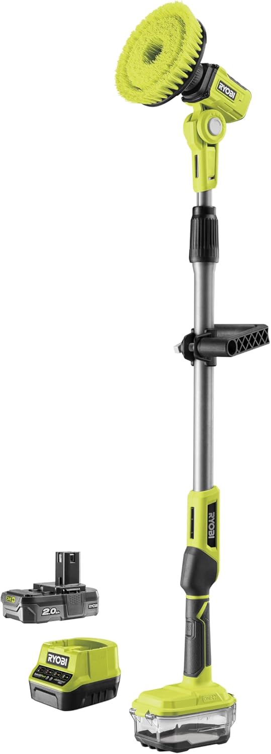 RYOBI 18 V ONE+ Akku-Reinigungsbürste R18TPS-120G (Reinigung durch elektrisch rotierende Bürsten, Bü