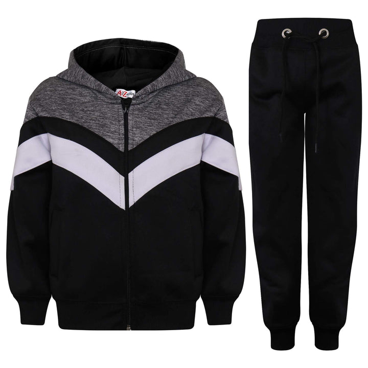 A2Z 4 Kids Mädchen Jungen Unisex Trainingsanzug Kontrast Einsätze Fleece Kapuzen Reissverschluss Hoo