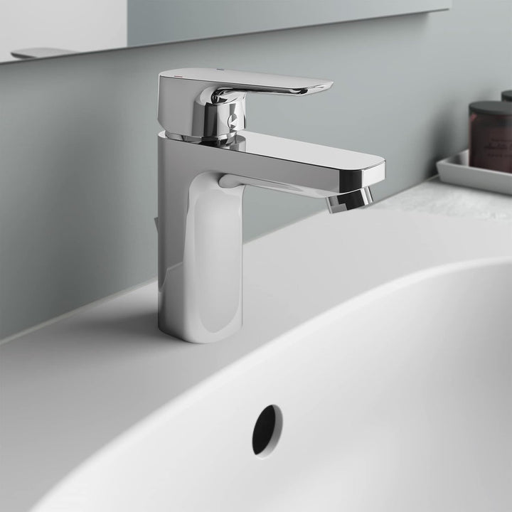 Ideal Standard BC560AA Ceraplan III Slim Waschtischarmatur, Chrom Auslaufhöhe 92mm mit Ablaufgarnitu