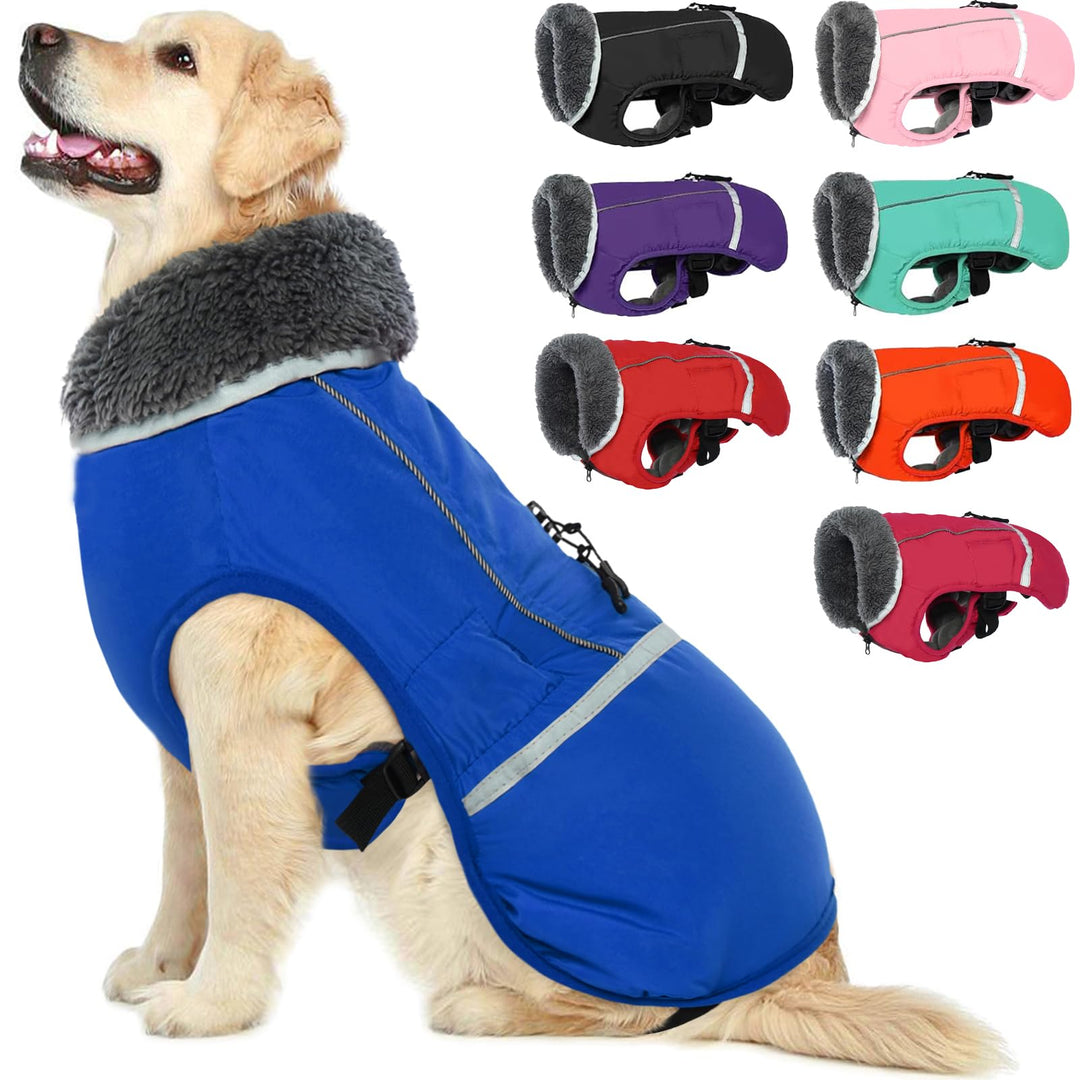 QBLEEV Hundewintermantel, warm, reflektierende Hundejacke, Rollkragen, wasserdicht, für kaltes Wette