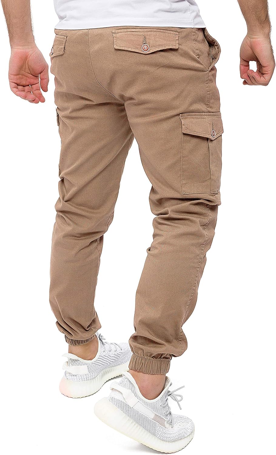 PITTMAN Darius - Herren Cargo Hose - Baumwoll Cargohosen - Cargo Jogger 28W / 32L Beige (Sepia Tint