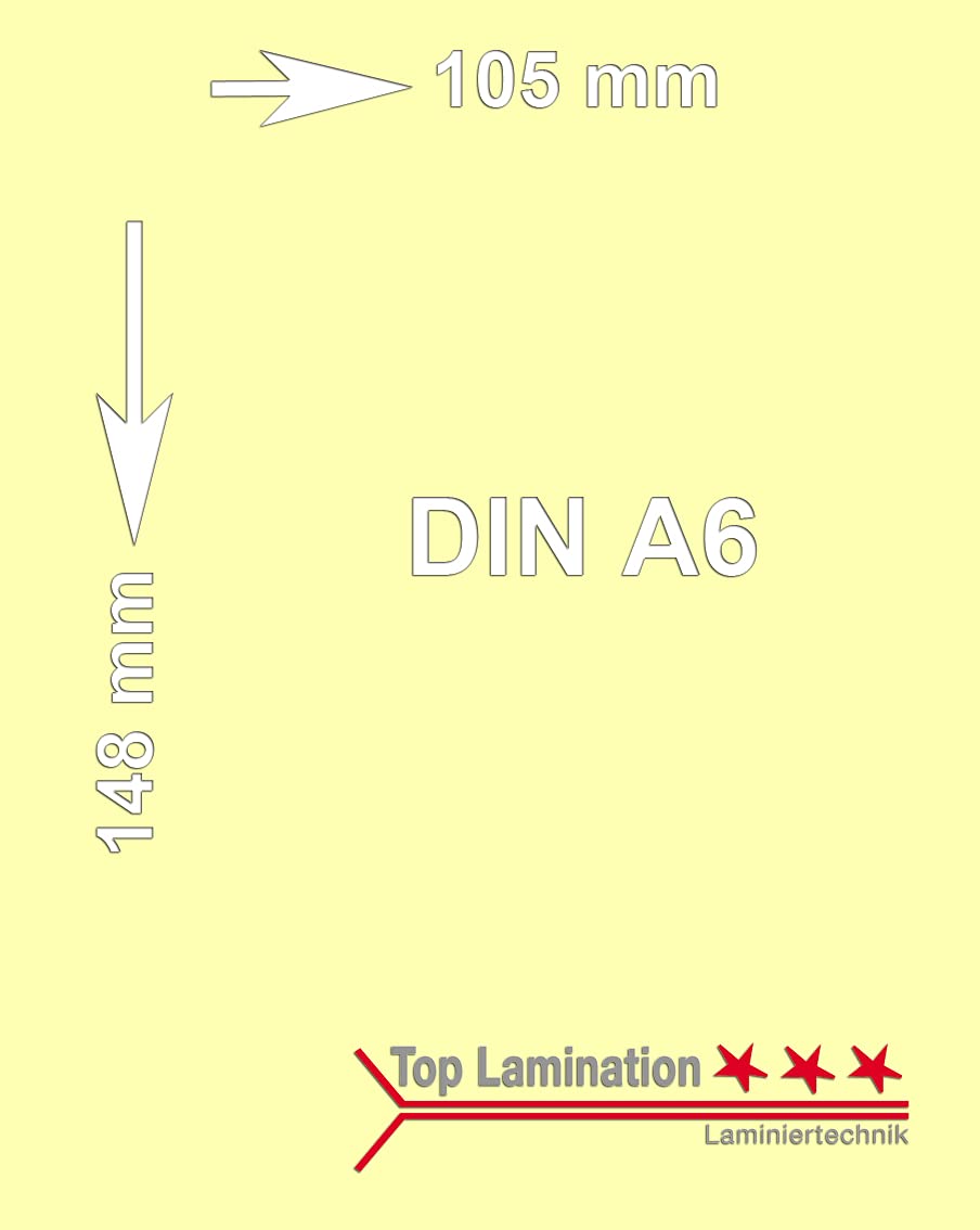 Top Lamination 100 Blatt hellgelb 250 g/m² A6 (105x148mm) Tonpapier bedruckbar Premium Farbpapier, 1