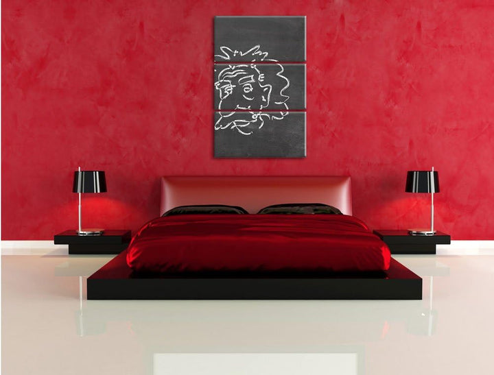 Pixxprint Albert Einstein als Leinwandbild | Grösse: 3 Teilig (120x80) | Wandbild| Kunstdruck | fert