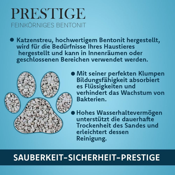 Prestige Katzenstreu - Geruchsneutralisierende Klumpstreu für Katzen - Staubfreies Katzenstreu - Nat