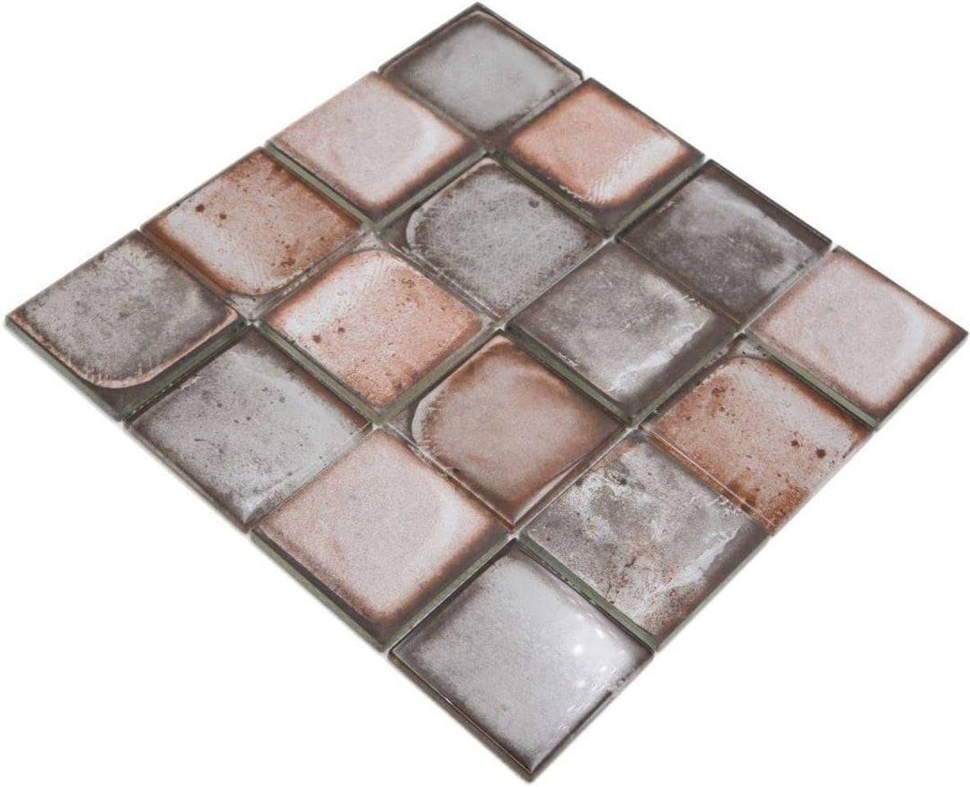 Mosaikfliese Glasmosaik Retro Vinatage Zement Style Pastell Grau Beige Küchenrückwand Duschwand | 10
