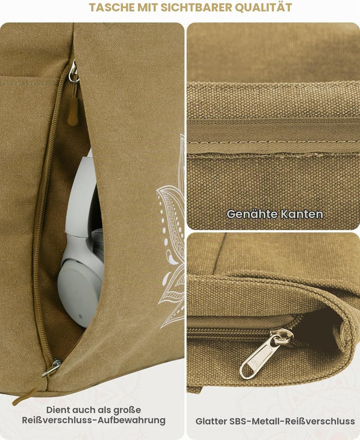Gonex Yogatasche, Grosse Pilates Tragetasche mit Mehreren Taschen für Damen Herren, Robuste Canvas T