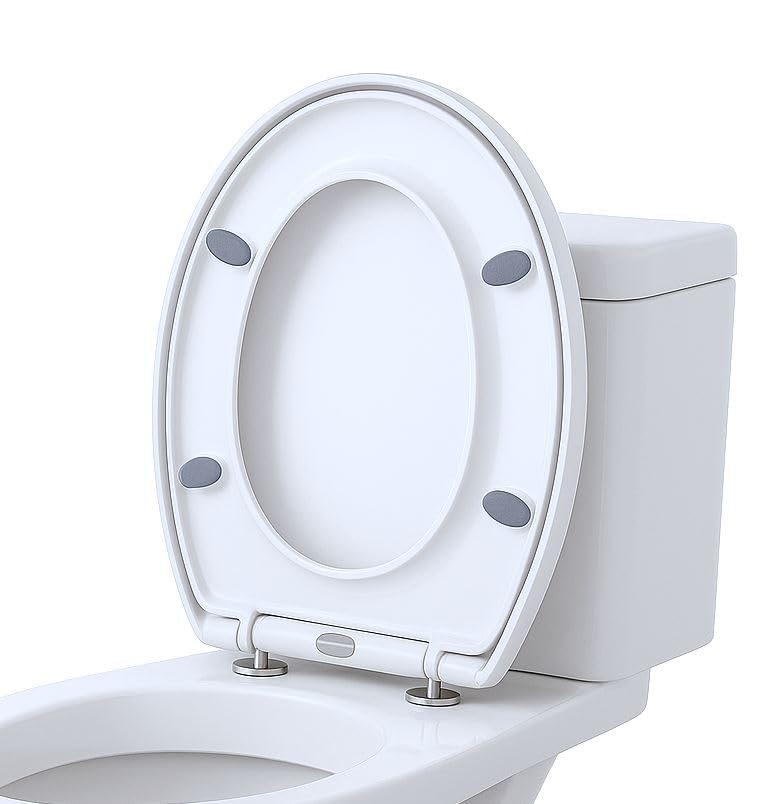 Harbour Housewares Toilettensitz mit Soft-Close für ovale Toiletten – Weiss – Antibakterielle ovale