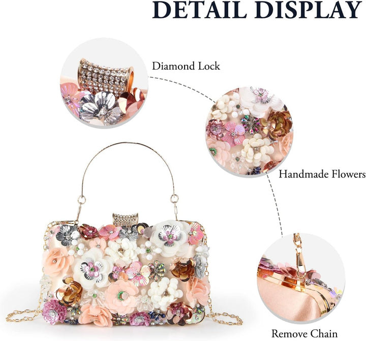 LHHMZ Damen Eleganz Blumen Abend Clutch Taschen Blumen Korn Hochzeits Einkaufstaschen Braut Schulter